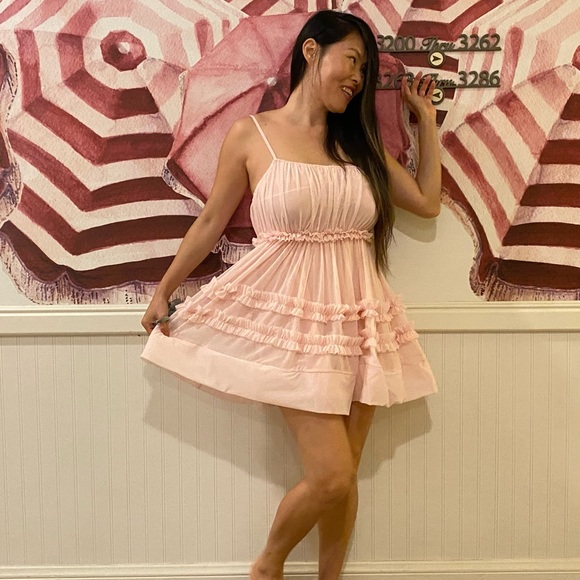 Zara ruffled tulle pink dress - Picture 4 of 11